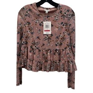 Love fire long sleeve tiered floral fall blouse size S NWT